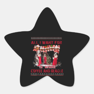 All I Want Beagle And Coffee In Christmas Event Star Sticker