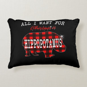 All I Want Christmas Is Hippopotamus Funny Xmas Decorative Cushion