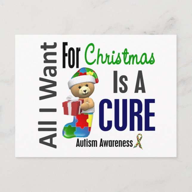 All I Want For Christmas Autism Holiday Postcard (Front)