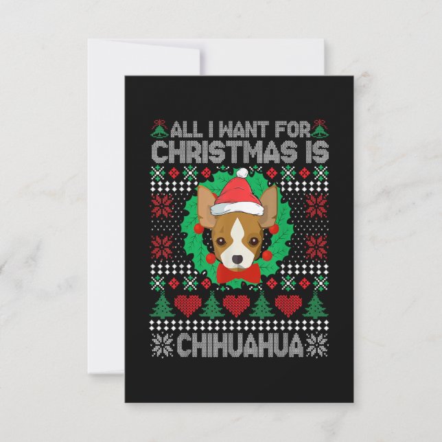 All I Want For Christmas Chihuahua Dog Lover UGLY RSVP Card (Front)