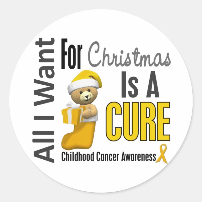 All I Want For Christmas Childhood Cancer Classic Round Sticker (Front)