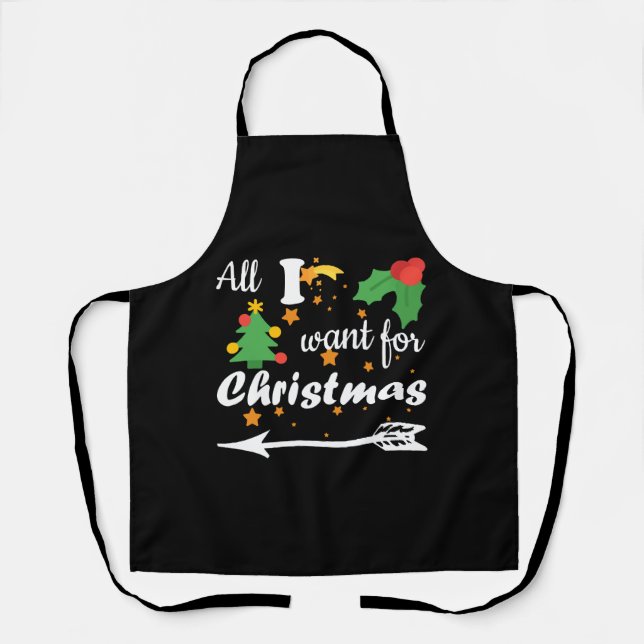 All i want for Christmas  Couple Shirt Apron (Front)