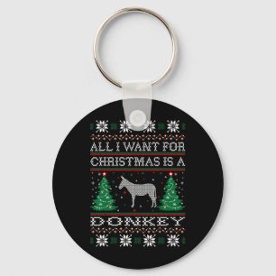 All I Want For Christmas Donkey Ugly Sweater Key Ring