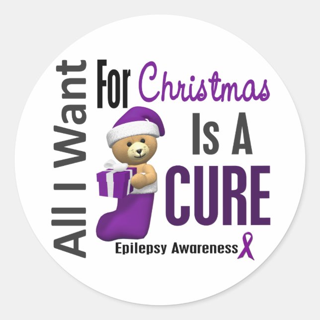 All I Want For Christmas Epilepsy Classic Round Sticker (Front)