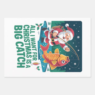 All I Want For Christmas Is a Big Catch Fishing Wrapping Paper Sheet