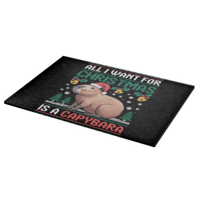 All I Want For Christmas Is A Capybara Animal Gift Cutting Board (Corner)