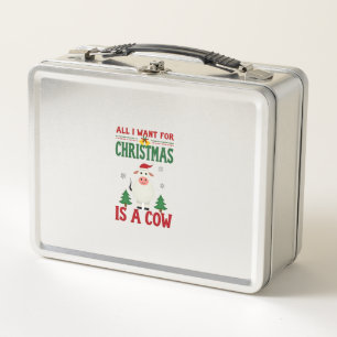 All I Want For Christmas Is A Cow Ugly Sweater T-S Metal Lunch Box