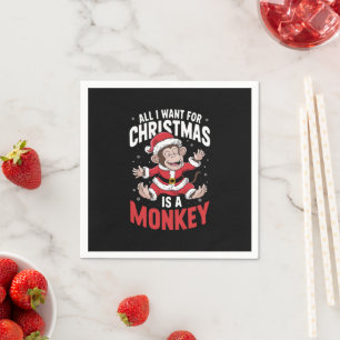 All I Want For Christmas is A Monkey Lover Xmas Napkin