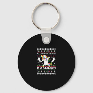 All I Want For Christmas Is A Unicorn T-Shirt Key Ring