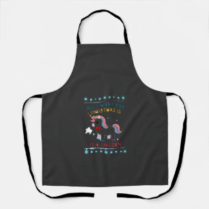 All I Want For Christmas Is A Unicorn Ugly Sweater Apron