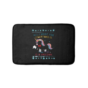 All I Want For Christmas Is A Unicorn Ugly Sweater Bath Mat