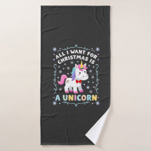 All I Want For Christmas Is A Unicorn Ugly Sweater Bath Towel