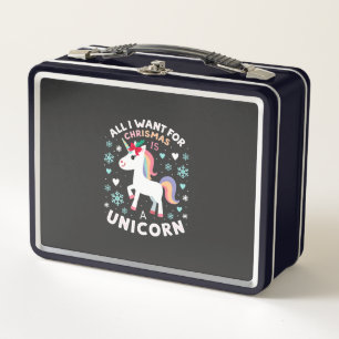 All I Want For Christmas Is A Unicorn Ugly Sweater Metal Lunch Box