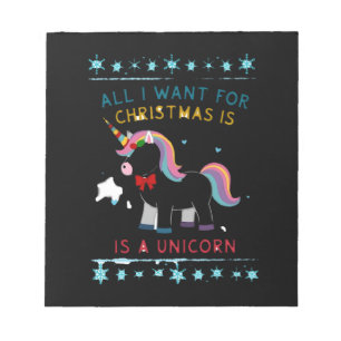 All I Want For Christmas Is A Unicorn Ugly Sweater Notepad