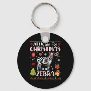 All I Want For Christmas Is A Zebra Funny Xmas Hol Key Ring