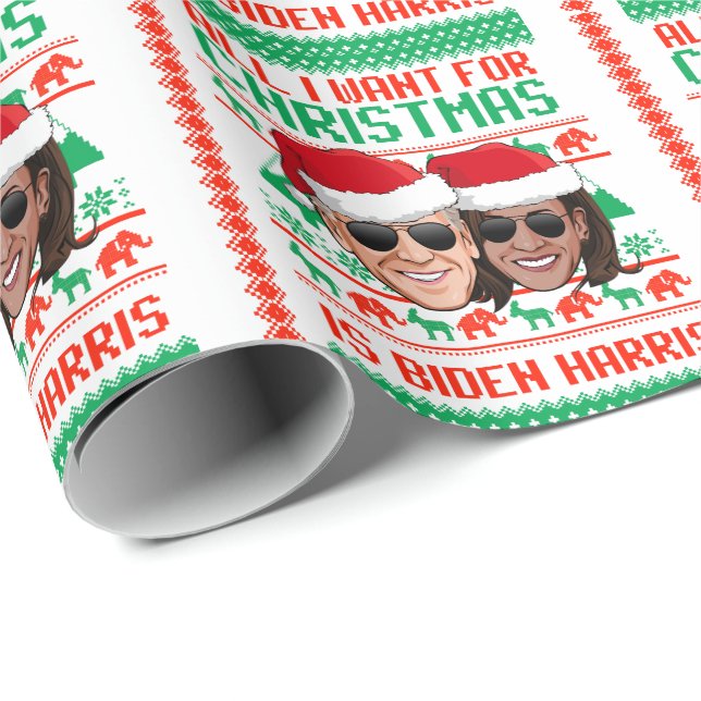 All I Want for Christmas is Biden Harris Wrapping Paper (Roll Corner)