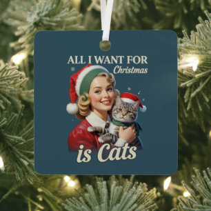 All I Want for Christmas is Cats Cat Lover Cat Mum Metal Tree Decoration