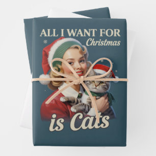 All I Want for Christmas is Cats Cat Lover Cat Mum Wrapping Paper Sheet