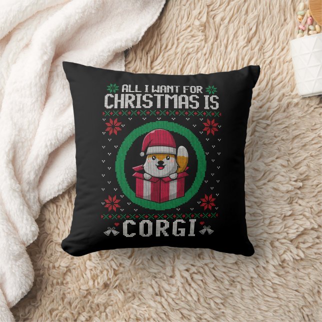 All i want for Christmas is Cute Corgi Cushion (Blanket)