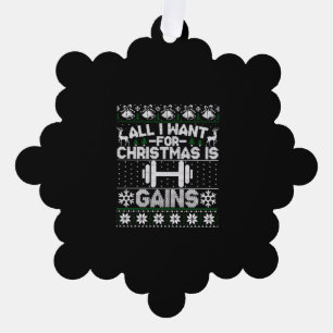 All I Want For Christmas Is Gain Fitness Ugly Swea Tree Decoration Card