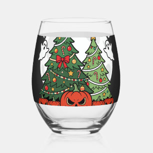 All I Want for Christmas Is Halloween Stemless Wine Glass