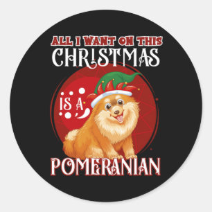 All I Want For Christmas Is Pomeranian Chistmas Se Classic Round Sticker