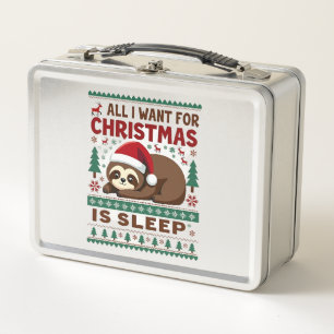 All I Want For Christmas Is Sleep - Funny Xmas Slo Metal Lunch Box