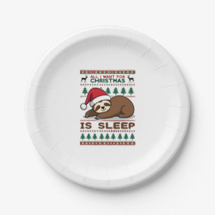 All I Want For Christmas Is Sleep - Funny Xmas Slo Paper Plate