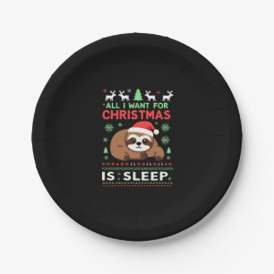 All I Want For Christmas Is Sleep - Funny Xmas Slo Paper Plate