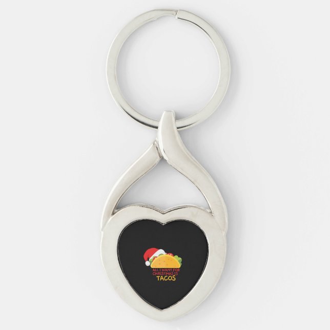 All I Want For Christmas Is Tacos Christmas Santa Key Ring (Front)