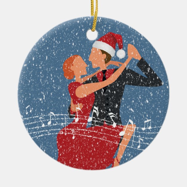 All I Want For Christmas Is Tango Snowy Tangueros Ceramic Ornament (Front)