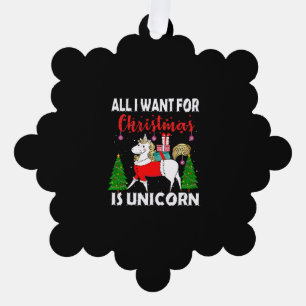 All I Want For Christmas Is Unicorn Tree Decoration Card