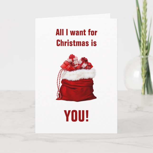 All I want for Christmas is YOU Santa Sack Holiday Card (Front)