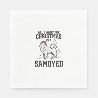 All I Want for Christmas Samoyed Dog Napkin