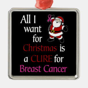All I Want for Christmas/Santa...Breast Cancer Metal Ornament