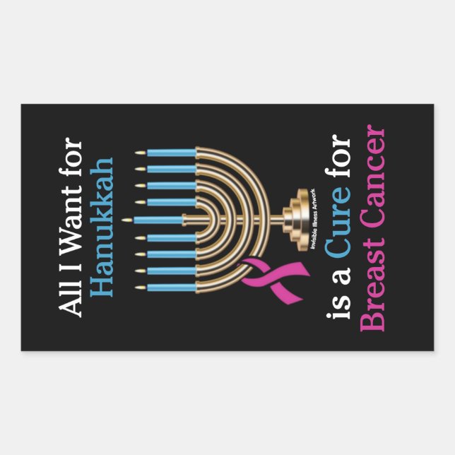 All I Want for Hanukkah...Breast Cancer Rectangular Sticker (Front)