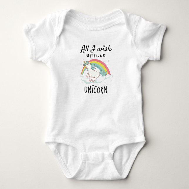 All I wish for is a Unicorn Baby Bodysuit (Front)