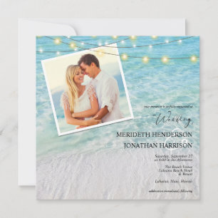  All In 1 Photo Seaside Beach Lights Square Invitation