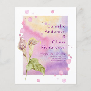 All-in-1 Pink CALLA LILY Art Wedding INVITE QRCode Flyer