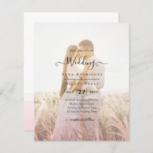 All-in-1 Pink Ombre Photo Overlay Wedding QR Code