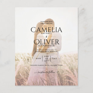 All-in-1 Pink Ombre Photo Overlay Wedding QR Code Flyer