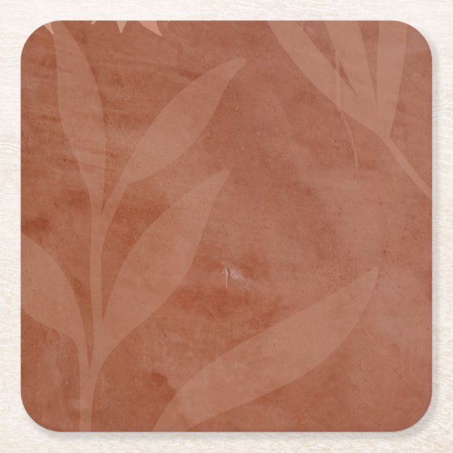 All-in-1 Rustic Terracotta Overlay Wedding Square Paper Coaster (Front)