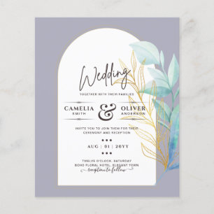 All-in-1 Sea Glass Aqua Green Gold Leaves Wedding Flyer