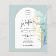 All-in-1 Sea Glass Aqua Green Gold Leaves Wedding 