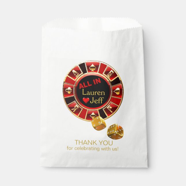 All In Casino Chip Las Vegas Style Wedding Favour Bag (Front)