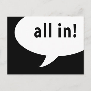 all in! comic speech bubble postcard