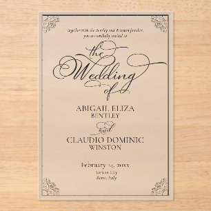 All-In-On Elegant Script Rome Italy Destination Acrylic Invitations