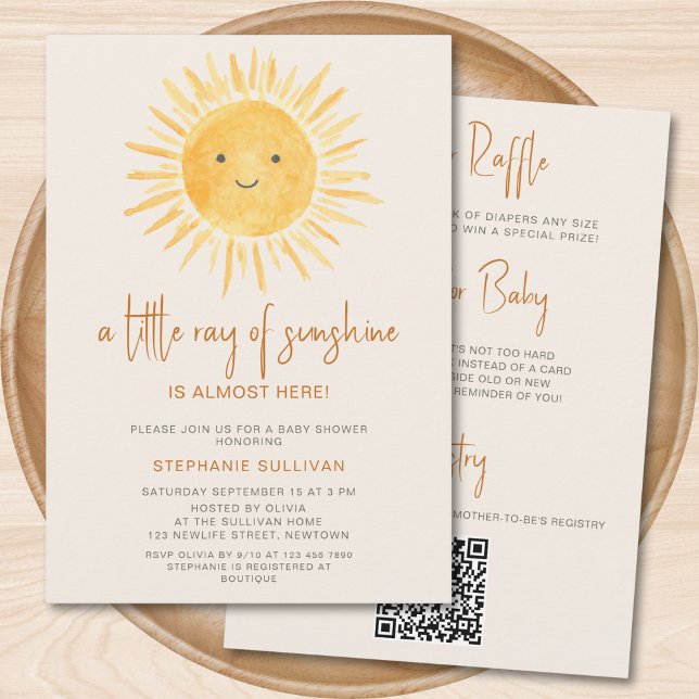 All In One A Little Ray of Sunshine Baby Shower Invitation (Creator Uploaded)