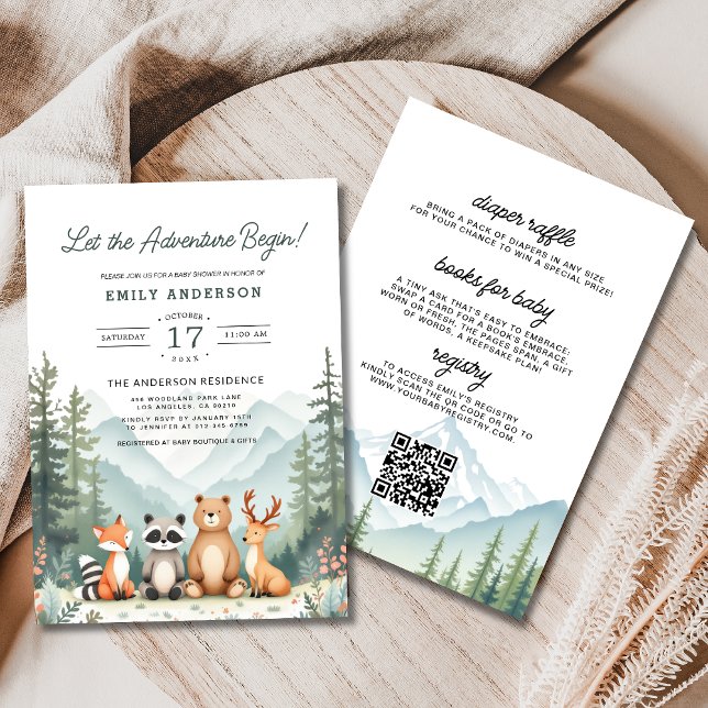 All in One Adventure Begins Woodland Baby Shower Invitation (Creator Uploaded)