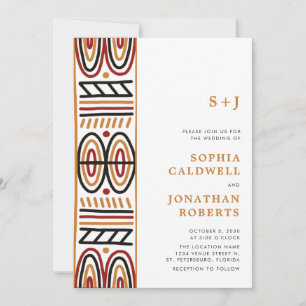All in One African Motif  Monogram Modern Wedding Invitation